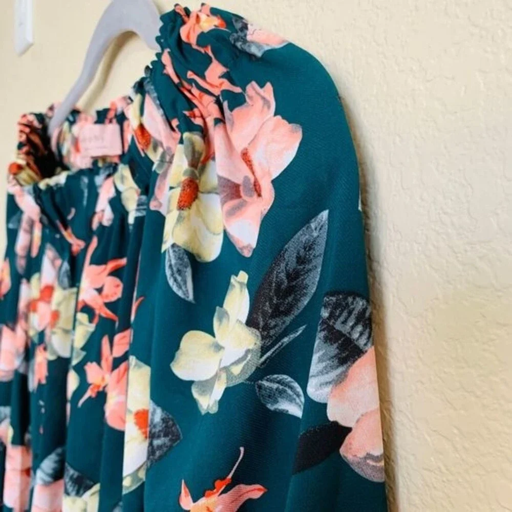 Philosophy Green top women Floral Off The Shoulder Blouse size XS